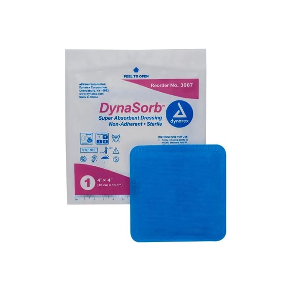 Dynarex Dynarex DynaSorb Super Absorbent Dressings, Non Adherent, 4inL x 4inW, 120 Pcs 3087 - main